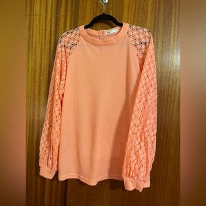 Beautiful peach lace sleeve top - like new!
